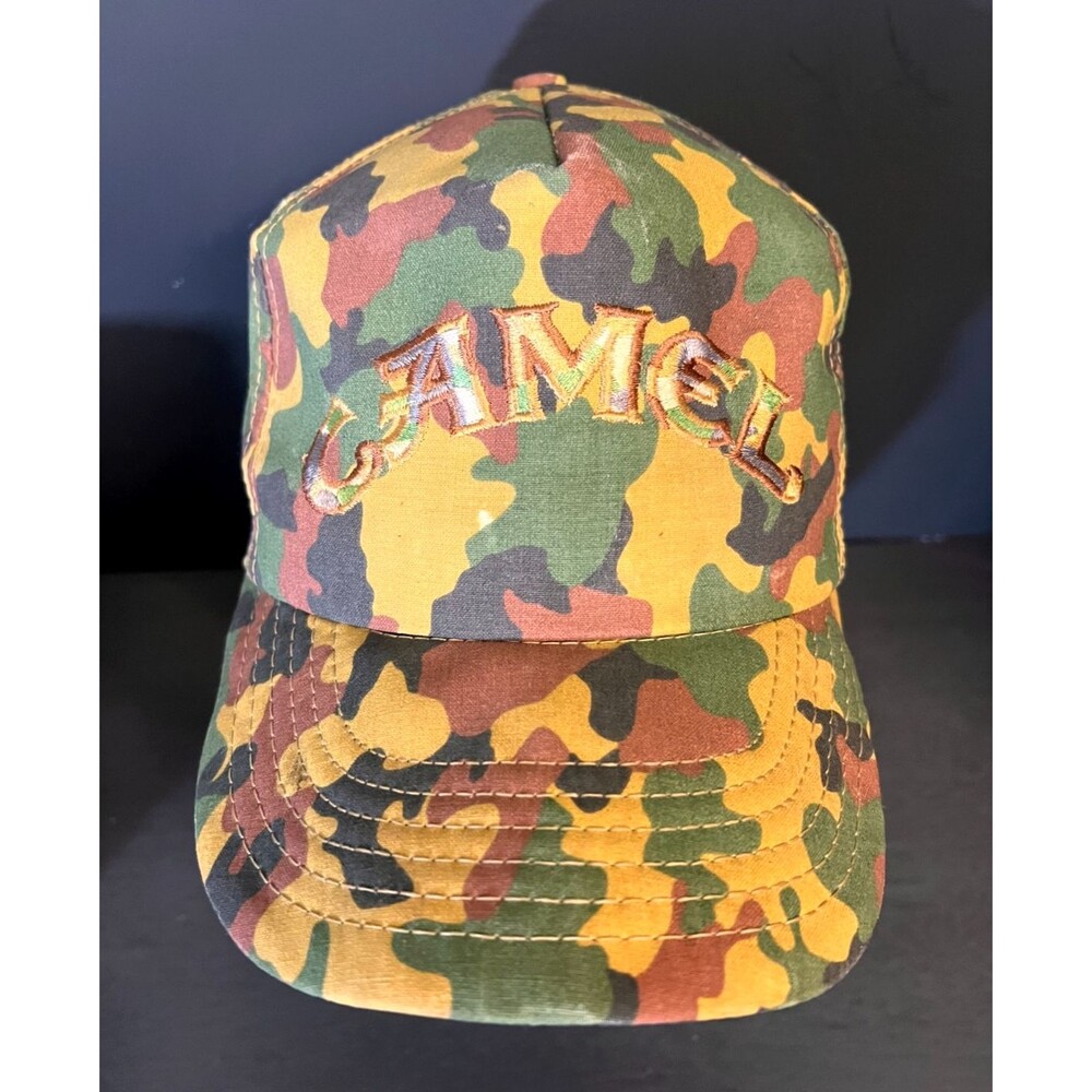 Vtg Camel Cigarettes Camo Snapback Hat Cap USA Made Joe Promo Embroidered Logo